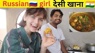 RUSSIAN  girl is making Indian  food | Russian girl in India