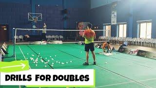 Multi shuttle badminton training for doubles