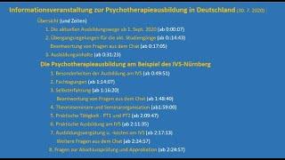 Infoveranstaltung zur Psychotherapieausbildung in Deutschland (30.7.2020)