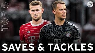 Neuer saves world-class, Davies with risky flying tackle: Top 5 saves & tackles 2022/23 | Bundesliga