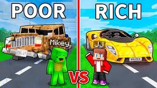 JJ and Mikey: POOR vs RICH RACE CAR BATTLE in Minecraft - Maizen