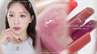 平價好物推薦一筆達成水光嘟嘟唇 Nature Republic水漾蜜果唇筆全試色 HONEY MELTING LIP SWATCHES | heyitsmindy