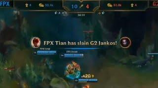 FPX Tian Lee Sin Godlike Resonating Strike vs G2 | Worlds 2019