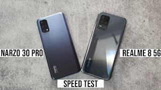 realme 8 5g vs realme narzo 30 pro | speed test comparison