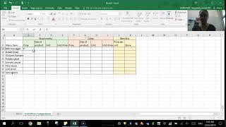 Excel: Unit Price Comparison