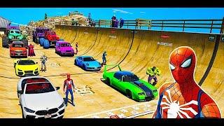 Onegamesplus - Spiderman and SuperHeroes Challenge on Cars and Motercycles  lets play.... 