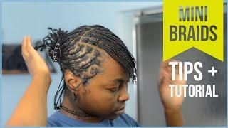 Mini braids on short natural hair. Awkward length natural hair style. Tips for long-lasting braids.