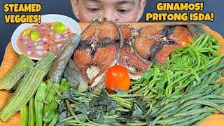 Ginamos,Pritong Isda at Steamed Veggies Mukbang Asmr | Filipino Food Mukbang Asmr