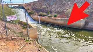 Raging Canal Spillway Fishing for Big Fish! (Arizona Canal Fishing)