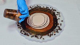 Coffee Bean Resin Bowl with Gold Decal