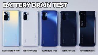 Redmi Note 10 Pro / Note 10S / Note 10 5G / Note 10 / POCO M3 Pro 5G BATTERY DRAIN TEST | Zeibiz