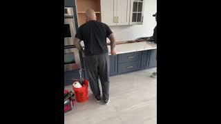 Installing Cambria Quartz countertop display.