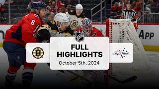 Bruins at Capitals | October 5, 2024 | NHL Preseason Full Game Highlights