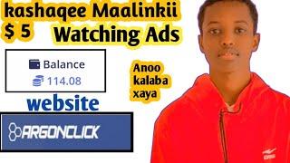 $5 Kashaqee Maalinkii website watching Ads video