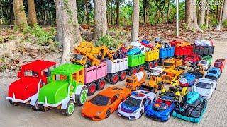 Mobil Truk Tractor Mini Panjang Bongkar Truk Pasir Bus Tayo Excavator Mobil Monster Spiderman #373