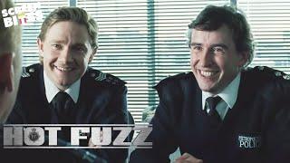 "Hello Nicholas" Steve Coogan & Martin Freeman | Hot Fuzz (2007) | Screen Bites