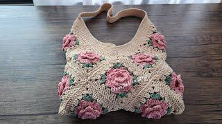 Wonderful!!! Crochet Flower Bag | Easy DIY Crochet Rose Granny Square Bag Tutorial Step by Step