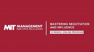 MIT Sloan Executive Education | Mastering Negotiation and Influence