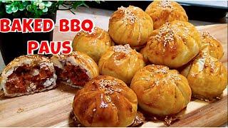 Crispy and Flaky Baked BBQ Buns/Baked Siew Pau/Siu Bao/Seremban Siew Pau/Monica's Singapore Kitchen