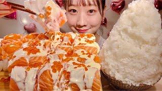 ASMR Лосось с майонезным соусом【русские субтитры】【Mukbang/ Eating Sounds】