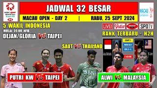 Jadwal 32 Besar Macau Open 2024 Hari Ini Day 2 ~ ALWI vs MALAYSIA ~ DEGLO vs TAIPEI ~ 5 Wakil INA