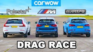 BMW X3 M40i vs Volvo XC60 Polestar vs Audi Q5e: DRAG RACE