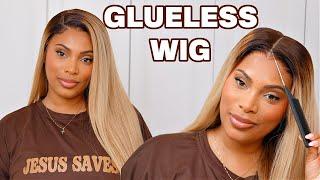 IS THIS WIG REALLY GLUELESS ??? | CARAMEL BLONDE |DRAW STRING WIG | NO GLUE NEEDED!!!