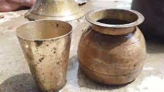 Copper vessel cleansing Vintage Brass Pot | Antique Copper Vessels