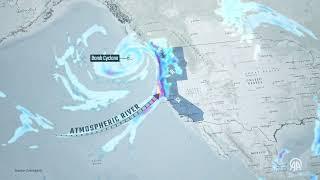 MOTION GRAPHICS - 'Bomb cyclone' threatens US Pacific Northwest with severe weather