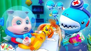 Doctor Shark, My Puppy Got Hurt! Robot Doctor Shark Checkup Song | Baby Hospital | Wolfoo Kids Songs