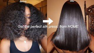 HOW TO: SILK PRESS YOUR NATURAL HAIR AT HOME | FROM CURLY TO BONE STRAIGHT