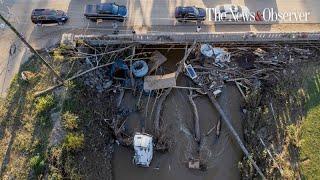 Drone video: See the damage to Biltmore Village in Asheville