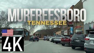 Road Tour of Murfreesboro, Tennessee in 4K - Downtown Murfreesboro & Area