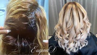 Blonding Caramelization Black to Blonde Hair Transformation