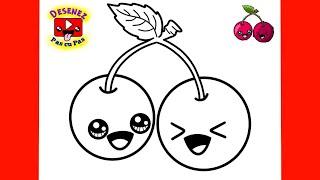 Cum Desenez Fructe - VISINE Usor de Desenat Pas cu PasHOW TO DRAW SOUR CHERRIES KAWAII Easy