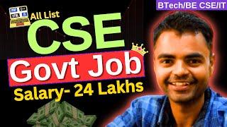 Govt Jobs After BTech BE CSE in India, List of All Govt Jobs After CSE, Easy Govt Jobs After BTech