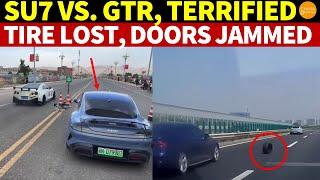 Xiaomi SU7 vs. GTR, Frozen in Fear! High-Speed Tire Loss, Post-crash Power Outage, Doors Stuck