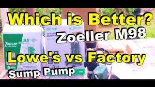 Lowes VS Factory Zoeller M98 Sump Pump, Which is Better?