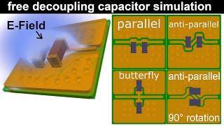 free filter capacitor simulation with KiCad and openEMS (decoupling capacitor placement) -  part 1