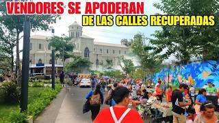 VENDEDORES AMBULANTES SE APODERAN LAS CALLES RECUPERADAS EN EL CENTRO DE SAN SALVADOR. #elsalvador