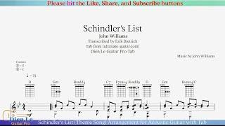 Schindler's List (Theme Song) Arrangement for Acoustic Guitar with Tab