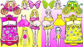 PINK vs YELLOW Pregnant New Castle - Barbie Mother & Daughter Handmade - DIY Arts & Paper Crafts