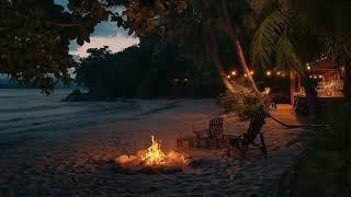 Beach Ambience | Bonfire and Waves Sounds | Healing and Relaxation