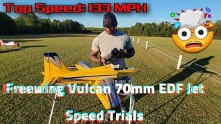 Freewing Vulcan 70mm EDF Jet Speed Trials 133 MPH 