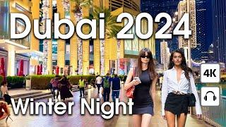 Dubai  Winter Night in Dubai With Lounge Music [ 4K ] Walking Tour