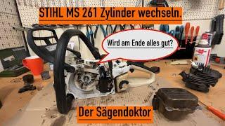 STIHL MS 261 Zylinder wechseln nach komischen Geräuschen. #stihl #kettensäge #husqvarna #sägendoktor