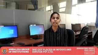 Ayushi Mishra CSE student testimonial: Ambalika Institute