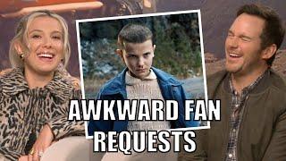 "DO THE ELEVEN STARE!" Awkward Fan Requests With Millie Bobby Brown and Chris Pratt | INTERVIEW