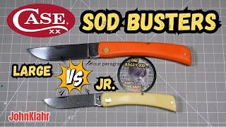 Yellow Synthetic Case XX Sod Buster Jr vs Orange Large Sod Buster