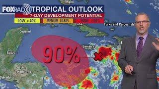 Invest 99L in Caribbean Sea could become name storm, move North | Tropical Weather Forecast